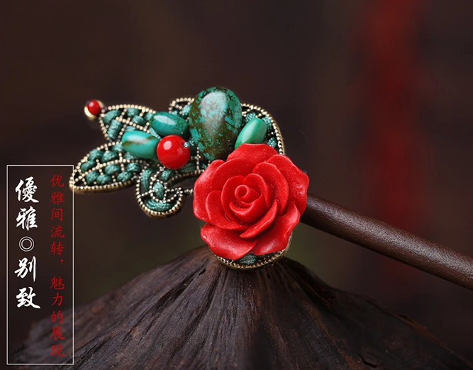 家佳樂(lè)文學(xué)古典盤(pán)發(fā)發(fā)飾玫瑰花新娘頭飾簪子