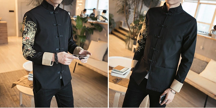 家佳樂文學(xué)金龍刺繡復(fù)古盤扣唐裝外套