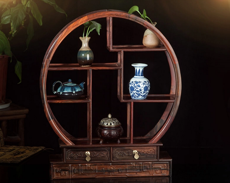 七款大紅酸枝博古架，實(shí)木中式仿古擺件