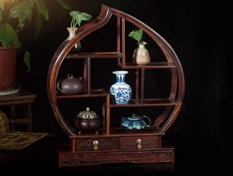 七款大紅酸枝博古架，實(shí)木中式仿古擺件