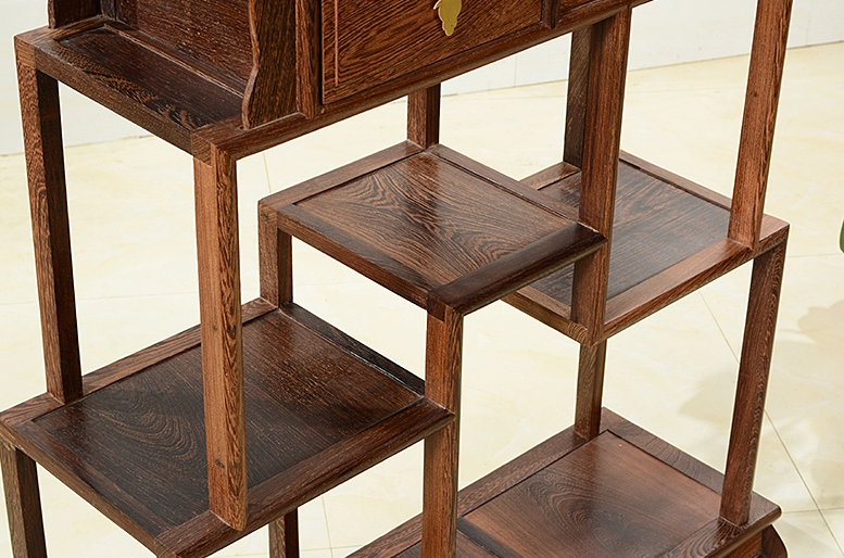 中式古典雞翅木博古架，實(shí)木圓形博古架