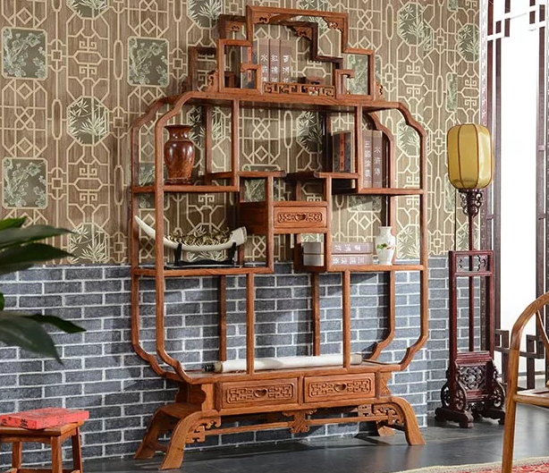 刺猬紫檀木置物架古董架，中式實(shí)木寶瓶博古架