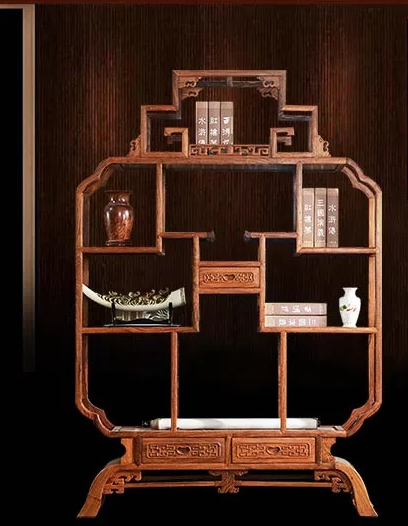 刺猬紫檀木置物架古董架，中式實(shí)木寶瓶博古架