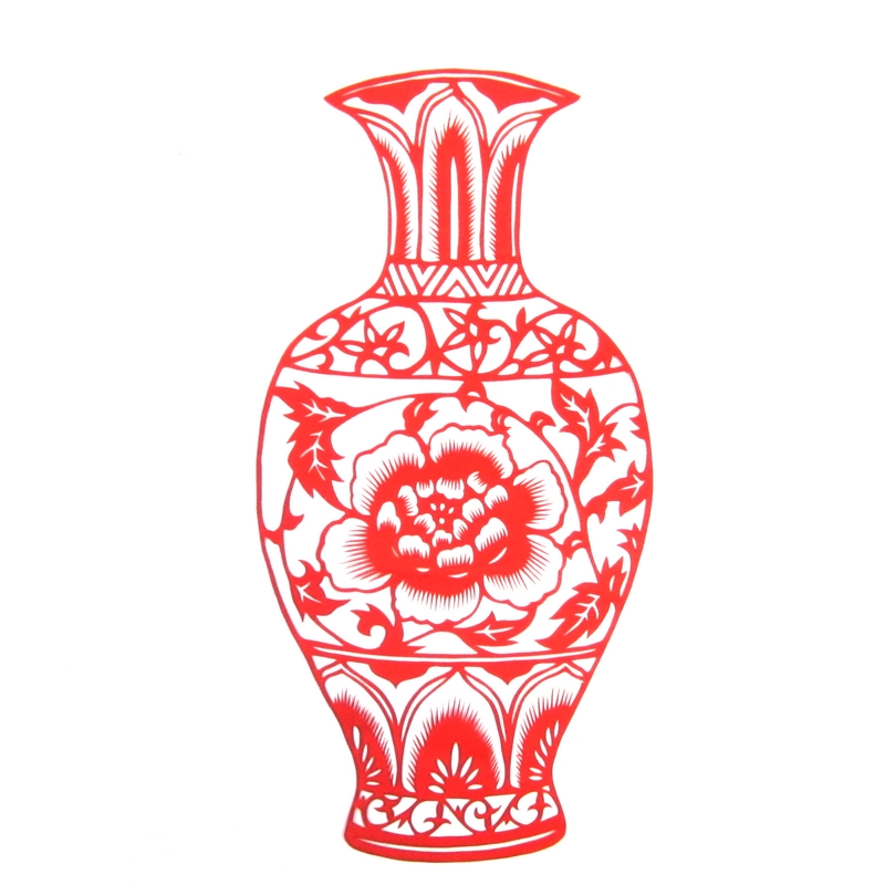 11款精美手工紅花瓷剪紙，茶壺剪紙工藝品