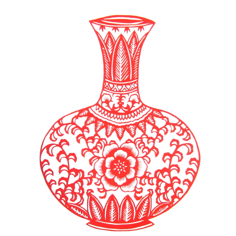 11款精美手工紅花瓷剪紙，茶壺剪紙工藝品