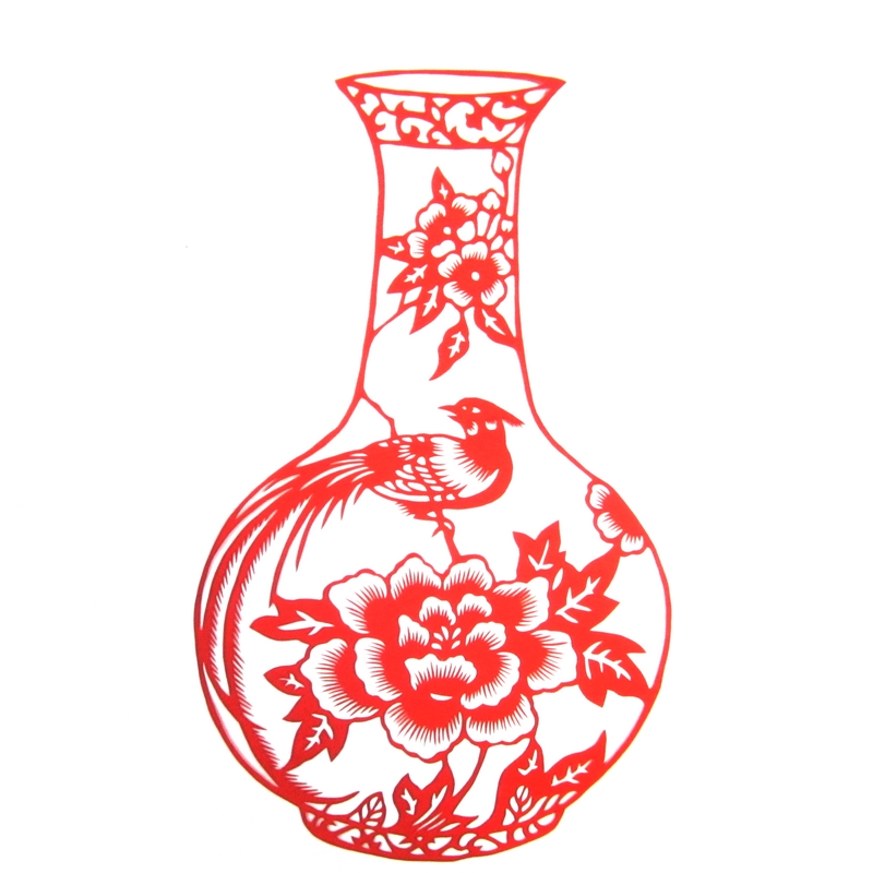 11款精美手工紅花瓷剪紙，茶壺剪紙工藝品