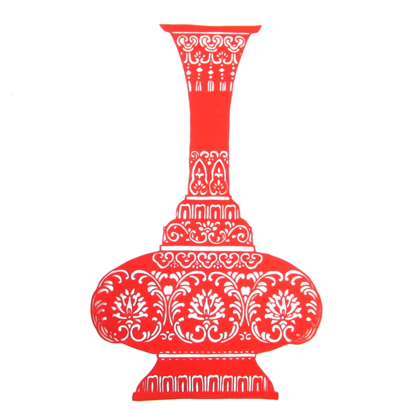 11款精美手工紅花瓷剪紙，茶壺剪紙工藝品