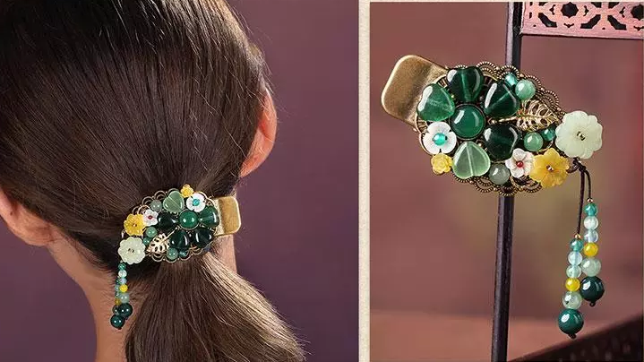 時(shí)尚家佳樂(lè)文學(xué)精致彩玉裝飾古風(fēng)發(fā)夾頭飾