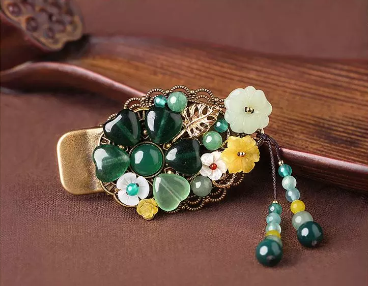 時(shí)尚家佳樂(lè)文學(xué)精致彩玉裝飾古風(fēng)發(fā)夾頭飾