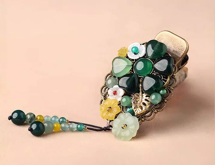 時(shí)尚家佳樂(lè)文學(xué)精致彩玉裝飾古風(fēng)發(fā)夾頭飾