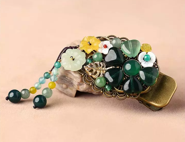 時(shí)尚家佳樂(lè)文學(xué)精致彩玉裝飾古風(fēng)發(fā)夾頭飾