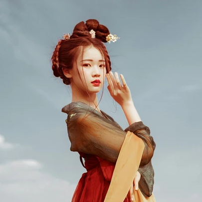 唯美飄逸古風真人女子頭像