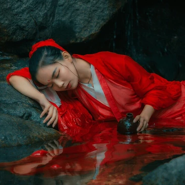 紅衣女子霸氣頭像，唯美古風(fēng)真人女子頭像