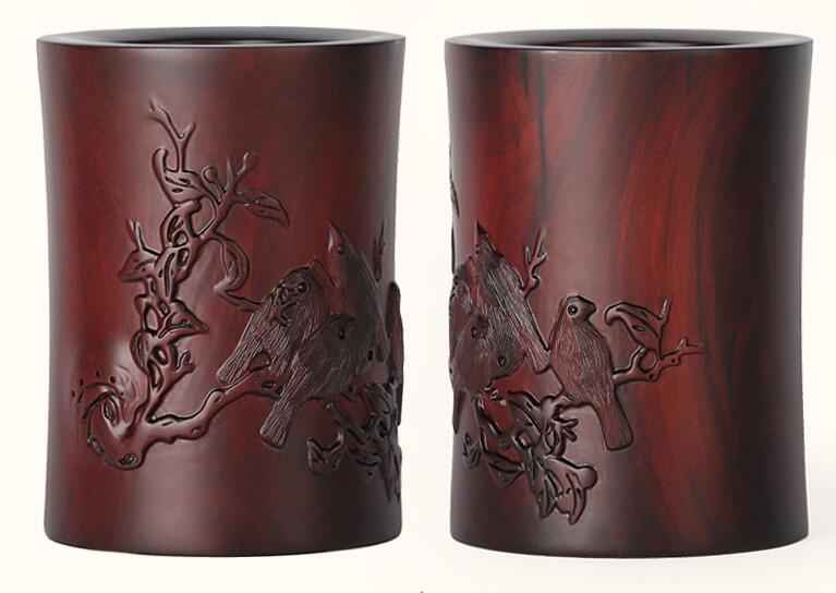 黃花梨筆筒，筆筒中的君子