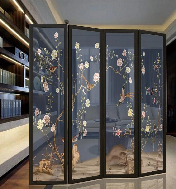中式古典屏風，云母屏風燭影深