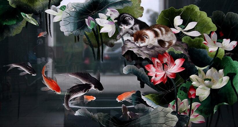 蜀繡作品欣賞，絲線縫韶華 錦緞裁幾寸