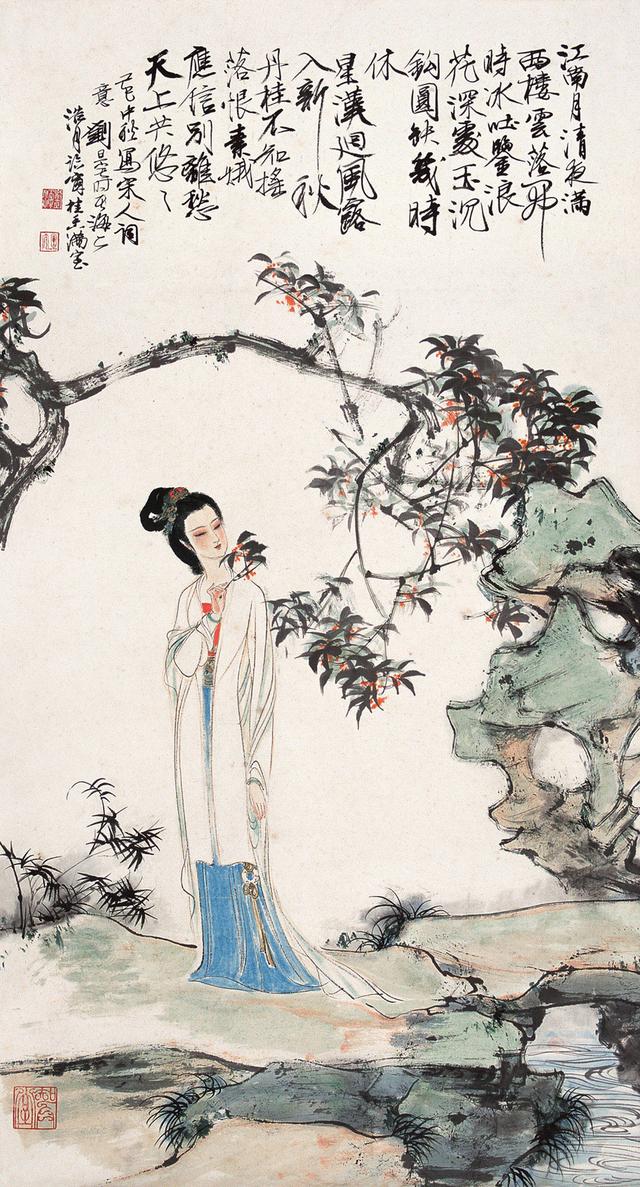 劉旦宅仕女圖，畫美人美淺墨繪