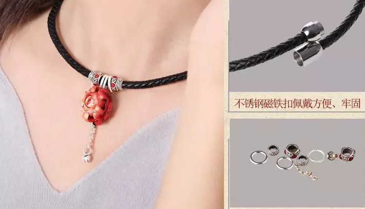 時尚家佳樂文學紅色立體花朵吊墜項鏈首飾