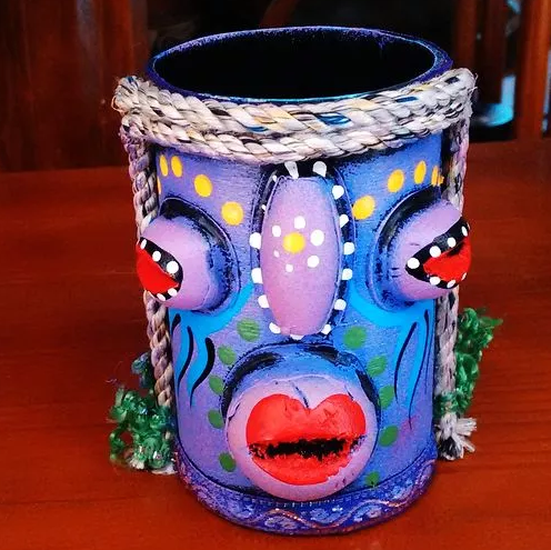 云南東巴筆筒，民族風(fēng)創(chuàng)意手工彩繪筆筒