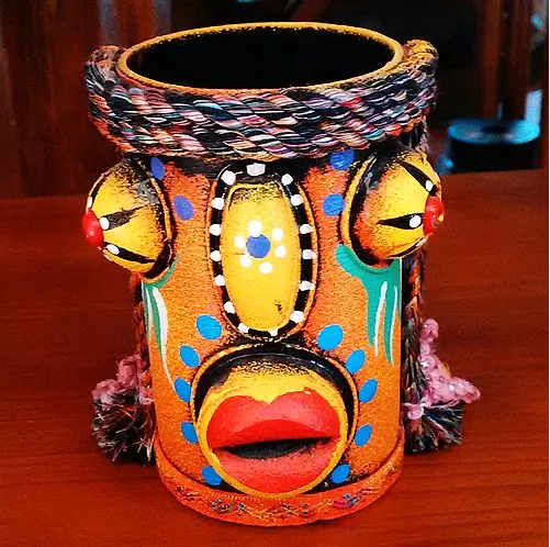 云南東巴筆筒，民族風(fēng)創(chuàng)意手工彩繪筆筒