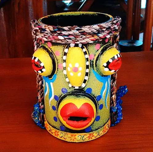 云南東巴筆筒，民族風(fēng)創(chuàng)意手工彩繪筆筒