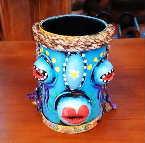 云南東巴筆筒，民族風(fēng)創(chuàng)意手工彩繪筆筒