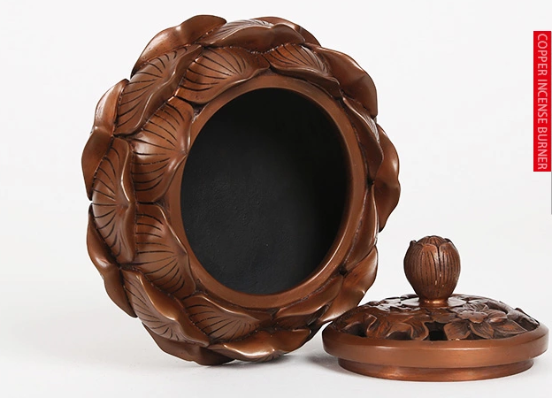 禪意蓮花香爐，仿古紫銅熏香爐