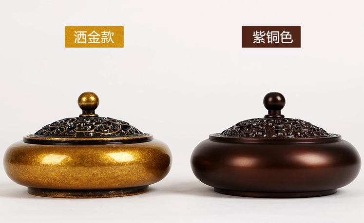 花開(kāi)富貴香爐，鏤空仿古紫銅熏香爐