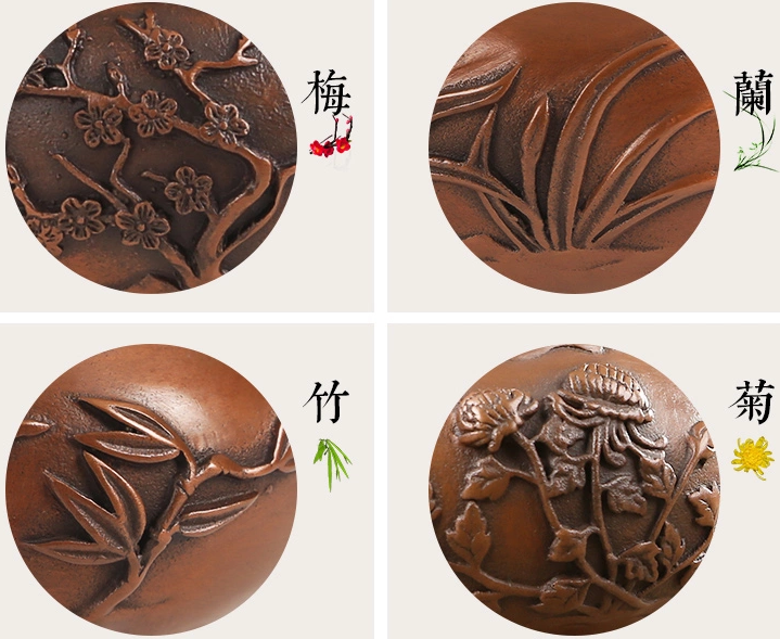 四季花卉香爐，鏤空仿古紫銅熏香爐