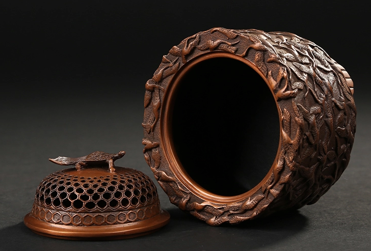 千鶴紫銅香爐，仿古純銅熏香爐