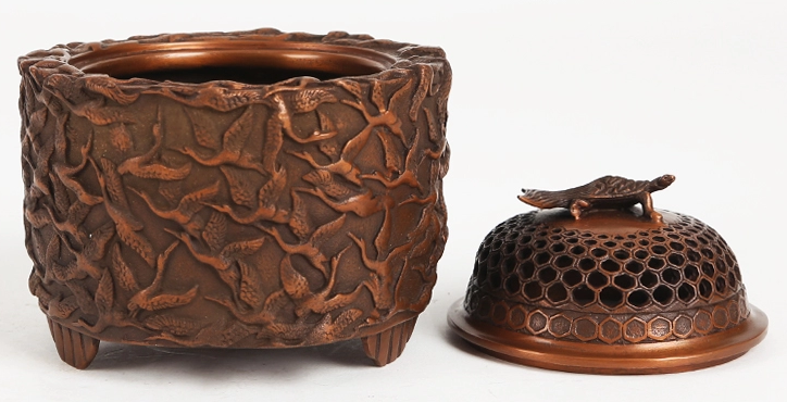 千鶴紫銅香爐，仿古純銅熏香爐