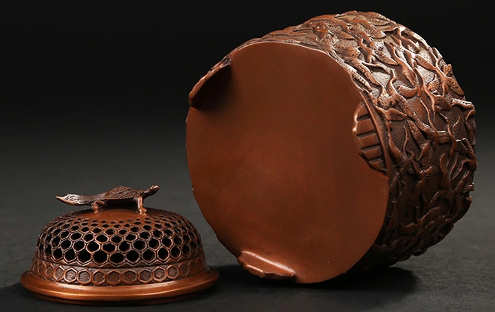 千鶴紫銅香爐，仿古純銅熏香爐