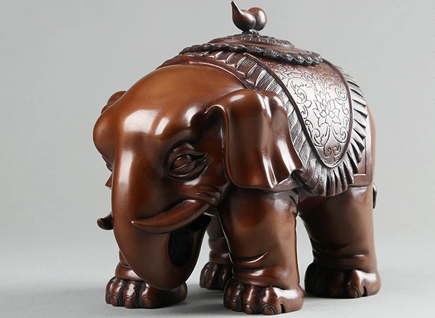 大象紫銅香爐，仿古熏香爐