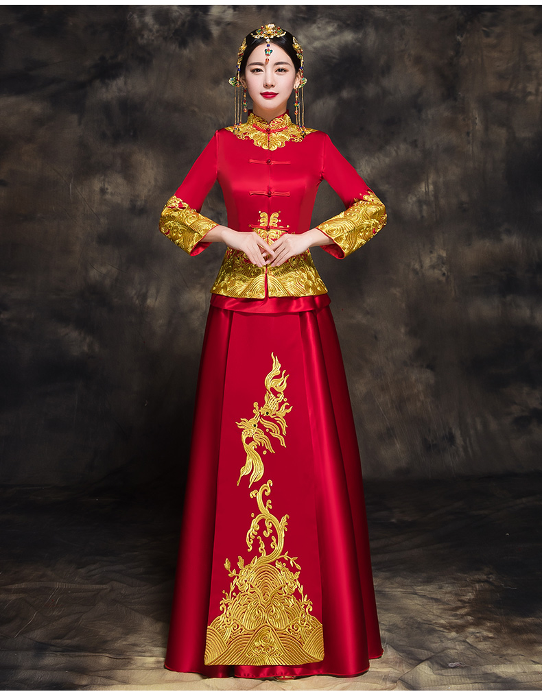 家佳樂文學(xué)新娘秀禾禮服，唯美中式結(jié)婚禮服