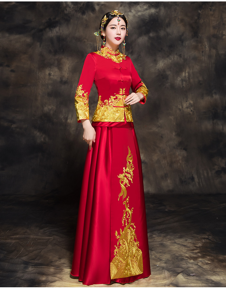 家佳樂文學(xué)新娘秀禾禮服，唯美中式結(jié)婚禮服