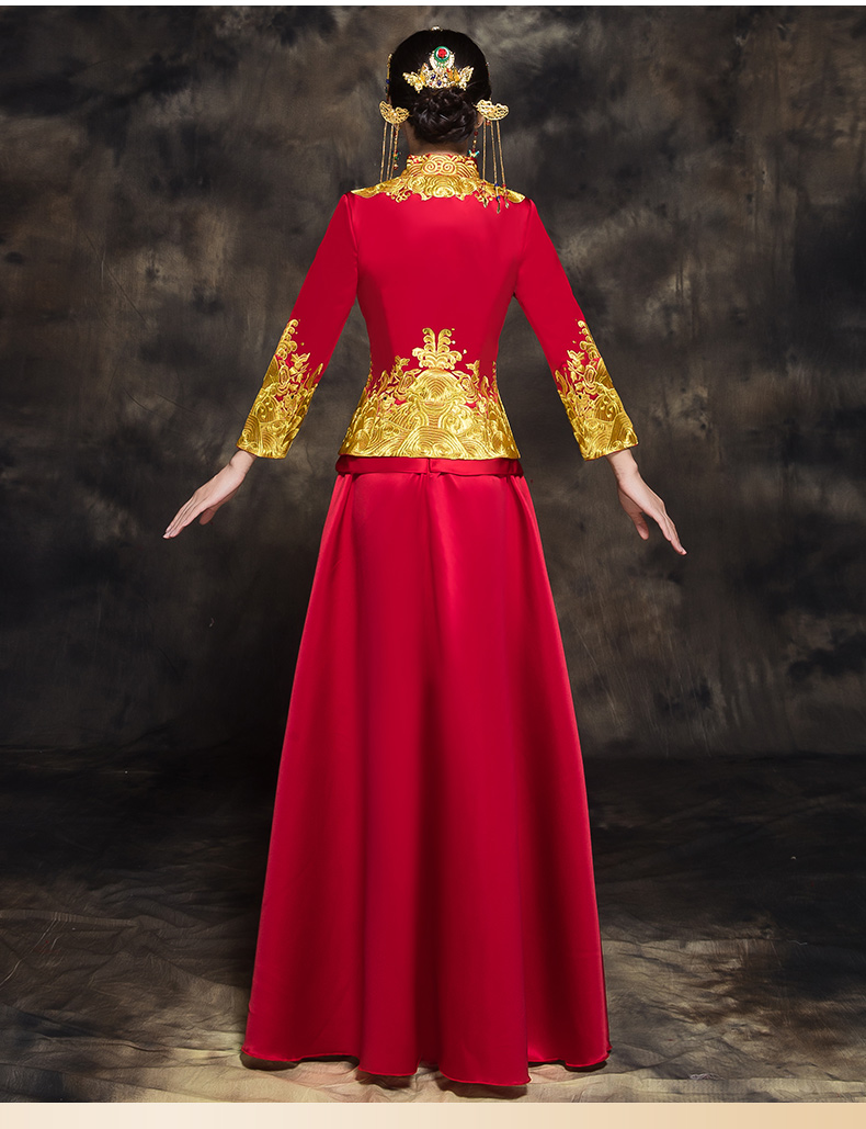 家佳樂文學(xué)新娘秀禾禮服，唯美中式結(jié)婚禮服