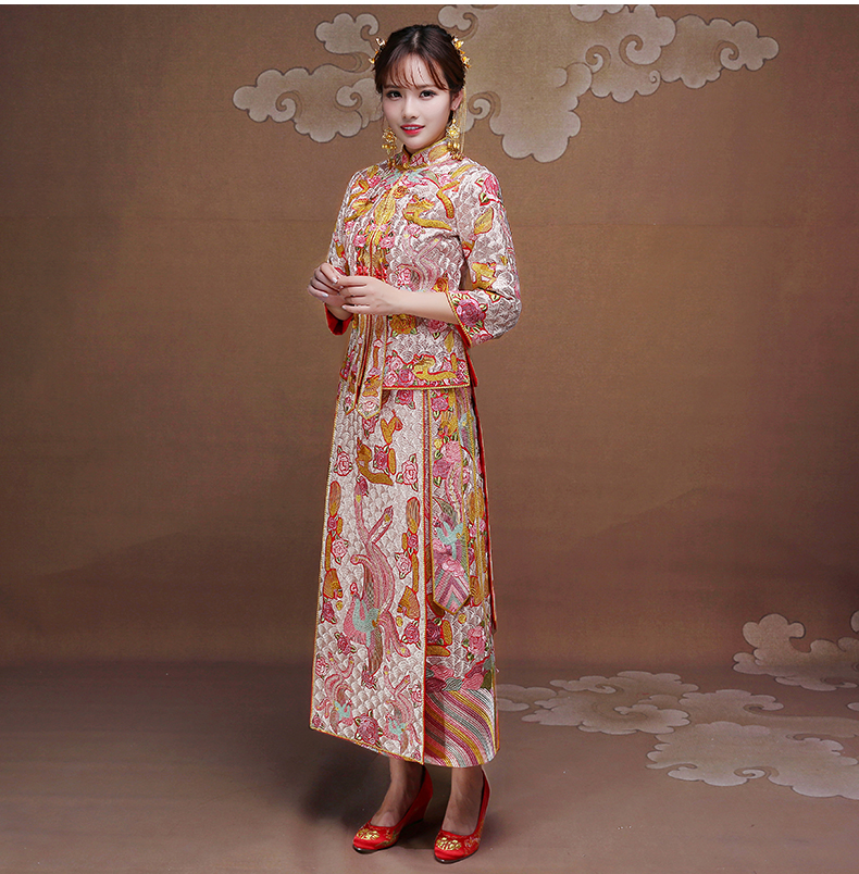 復(fù)古時尚中式禮服，唯美家佳樂文學(xué)新娘禮服