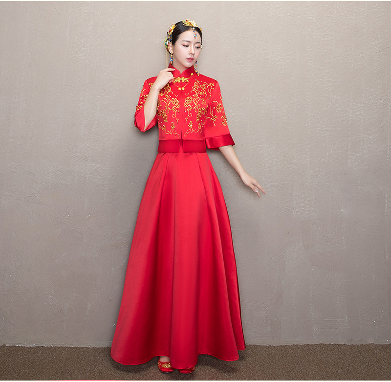 簡(jiǎn)單大氣中式禮服，優(yōu)雅復(fù)古時(shí)尚家佳樂(lè)文學(xué)新娘禮