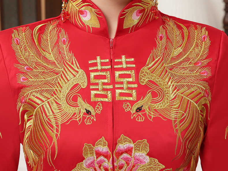 典雅復(fù)古中式禮服，復(fù)古時尚家佳樂文學(xué)新娘禮服