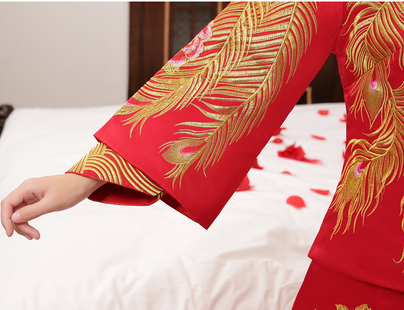 典雅復(fù)古中式禮服，復(fù)古時尚家佳樂文學(xué)新娘禮服