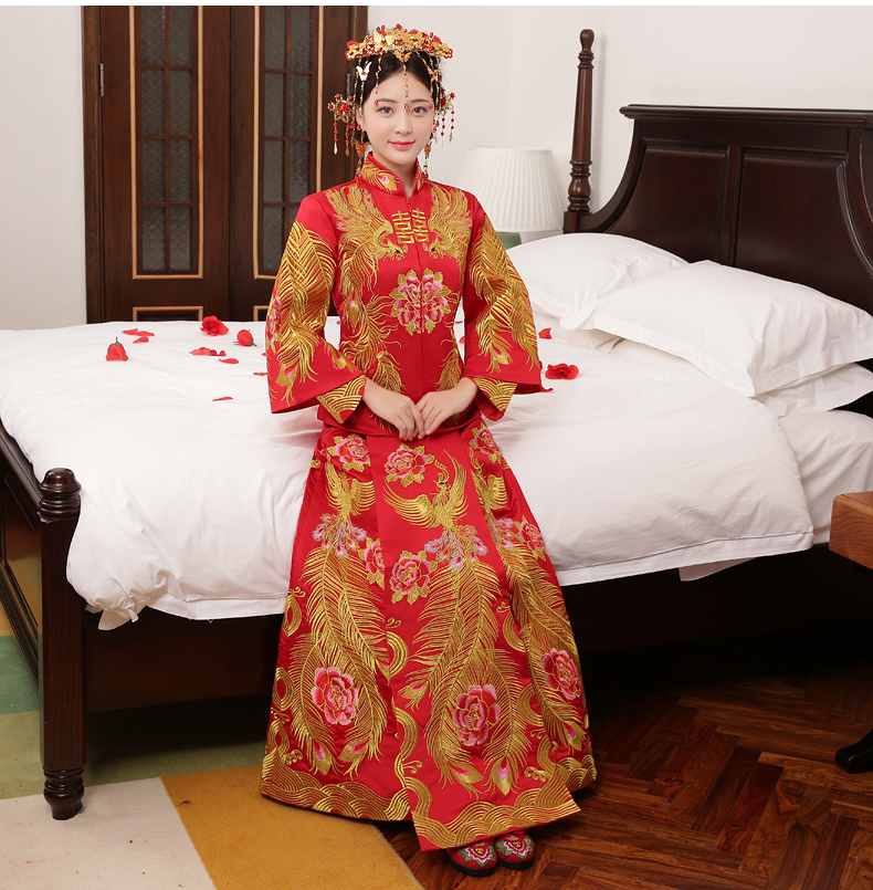 典雅復(fù)古中式禮服，復(fù)古時尚家佳樂文學(xué)新娘禮服