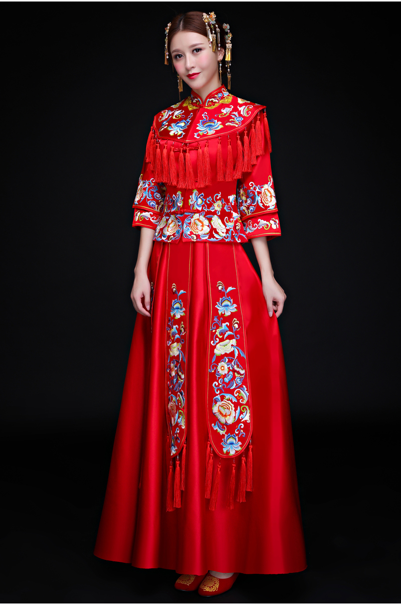 古典時(shí)尚中式禮服，家佳樂文學(xué)新娘禮服