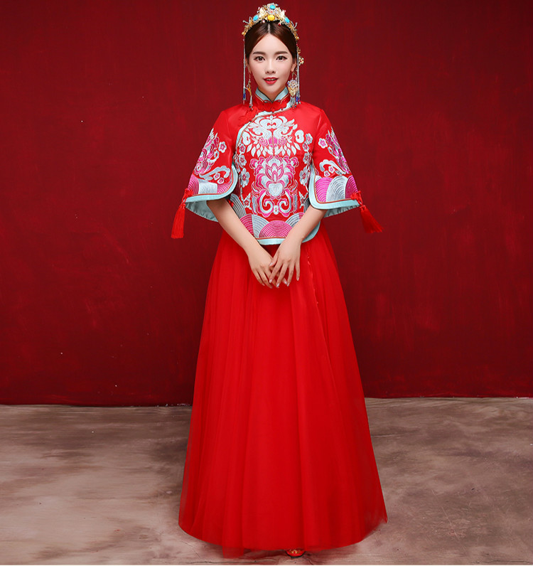 時(shí)尚復(fù)古設(shè)計(jì)中式禮服，唯美飄逸新娘禮服