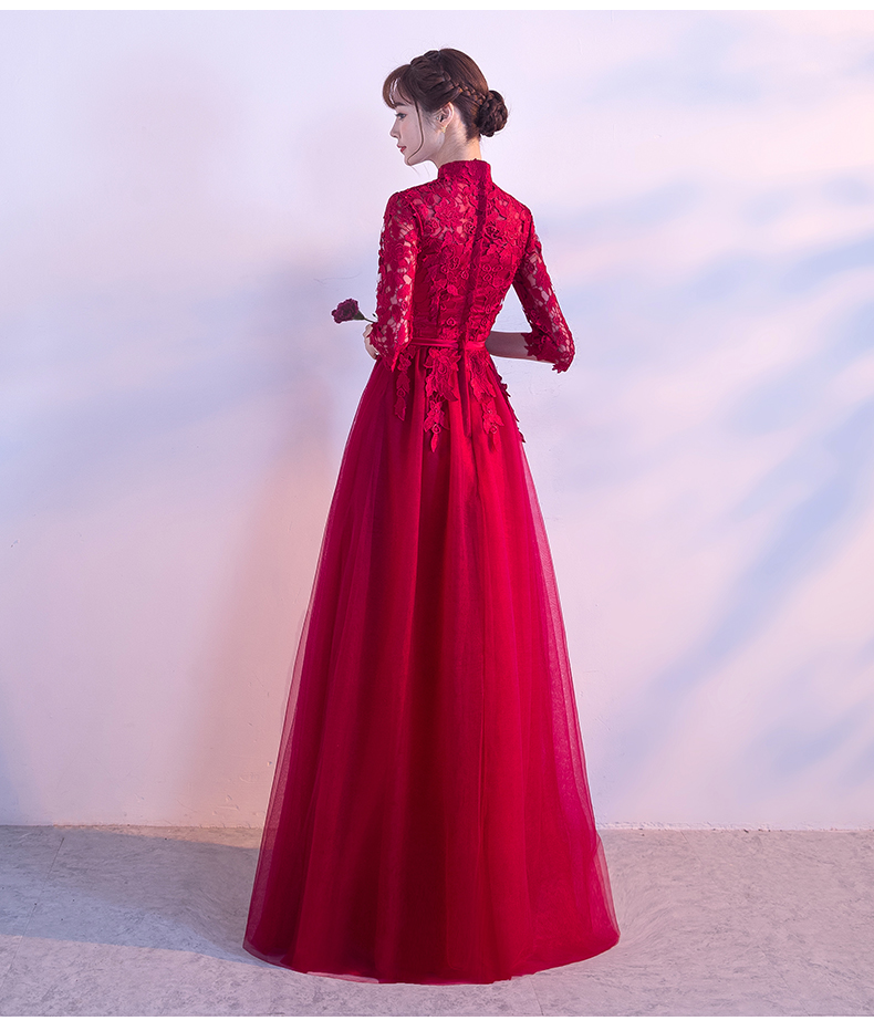 復(fù)古蕾絲中式禮服，優(yōu)雅時尚晚禮服