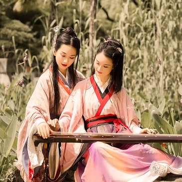 親密無間漢服古風頭像，唯美古風閨蜜頭像