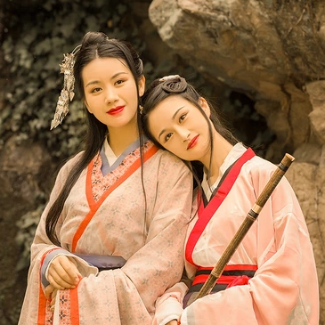 親密無間漢服古風頭像，唯美古風閨蜜頭像
