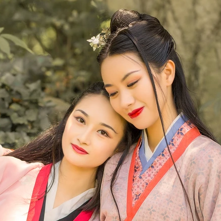 親密無間漢服古風頭像，唯美古風閨蜜頭像