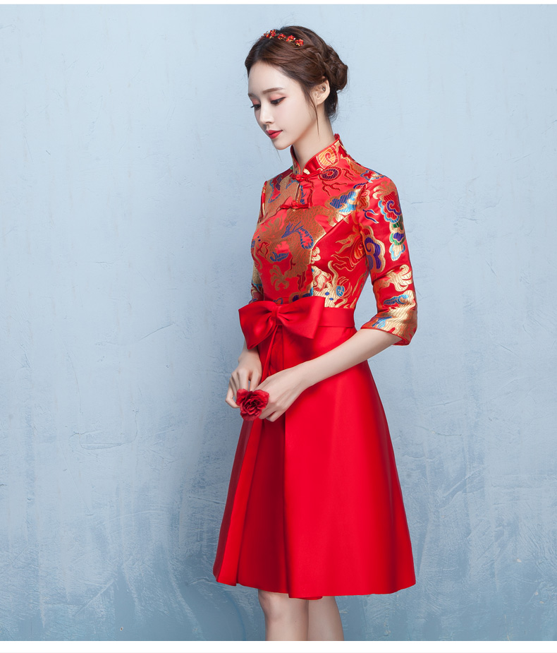 時尚典雅唯美中式禮服，短款奢華繡花禮服