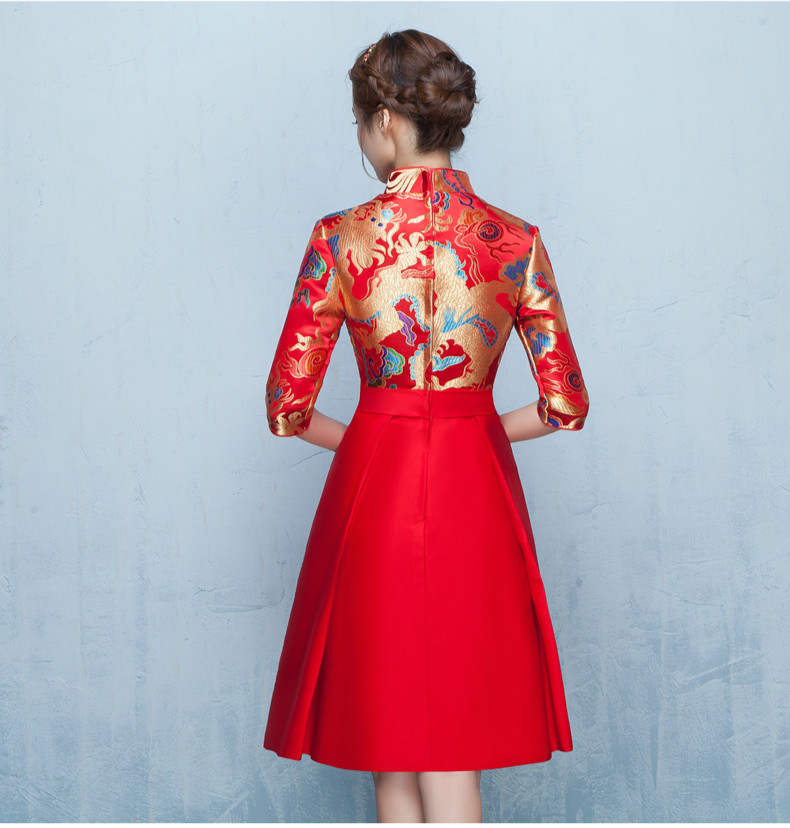 時尚典雅唯美中式禮服，短款奢華繡花禮服