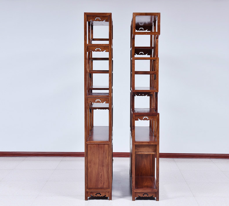 紅實(shí)木中式博古架，仿古實(shí)木雕花博古架